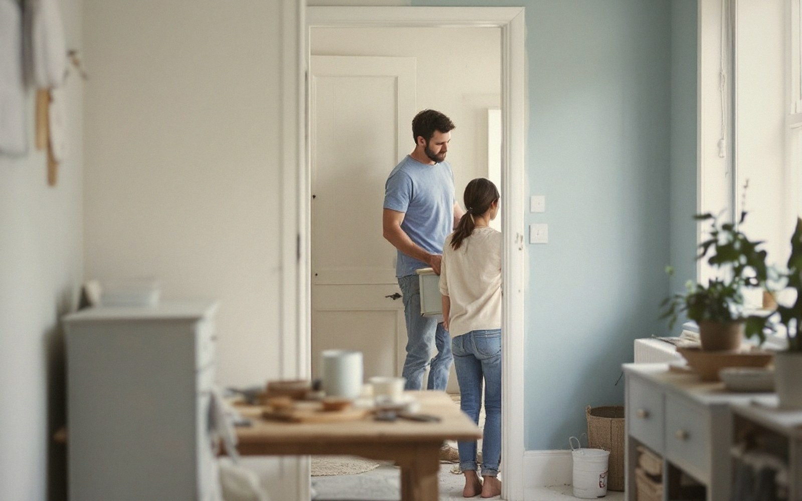 A second-hand cabinet carried through a doorway