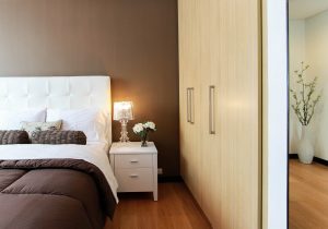 Bed side table with lamp